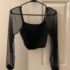 Black sheer crop top